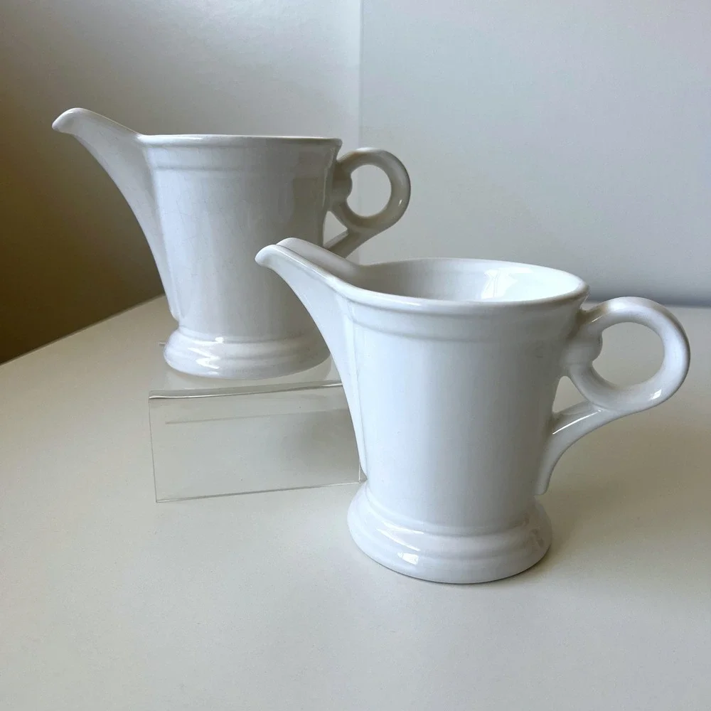 Fapor Coronado White Creamer Set of 2 Restaurant Ware Ironstone Pitchers